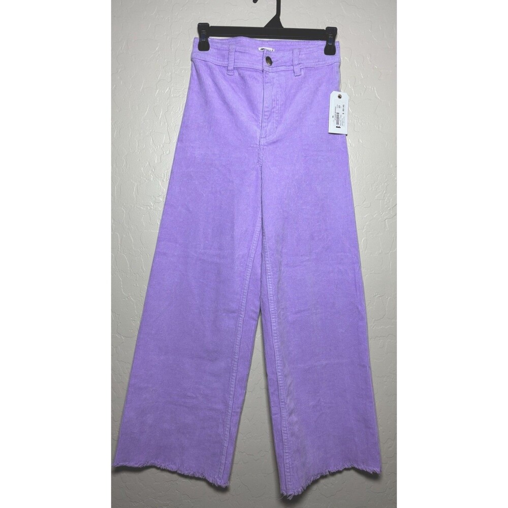 NWT Billabong Free Fall Cord Womens 25 Purple Wide Leg Corduroy Pants High Rise